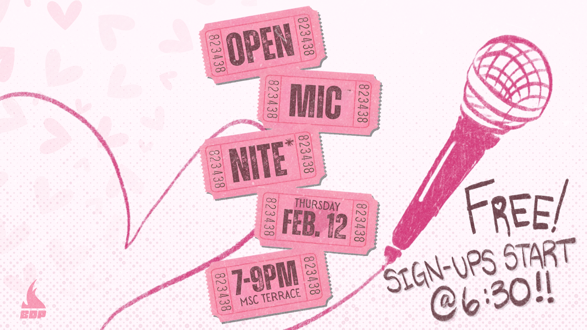 Digital Signage Poster displaying Open Mic Night